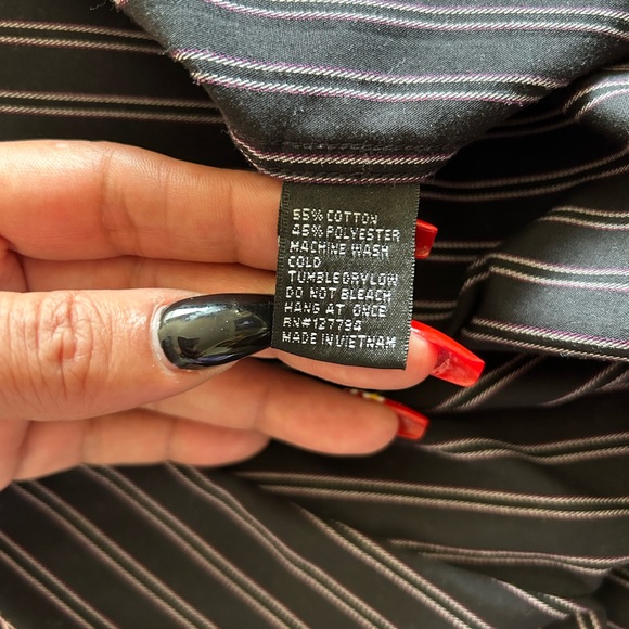 5XL Black white and Red stripped dress shirt. - Picture 4 of 5